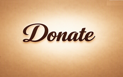 The image displays a bold white word DONATE...