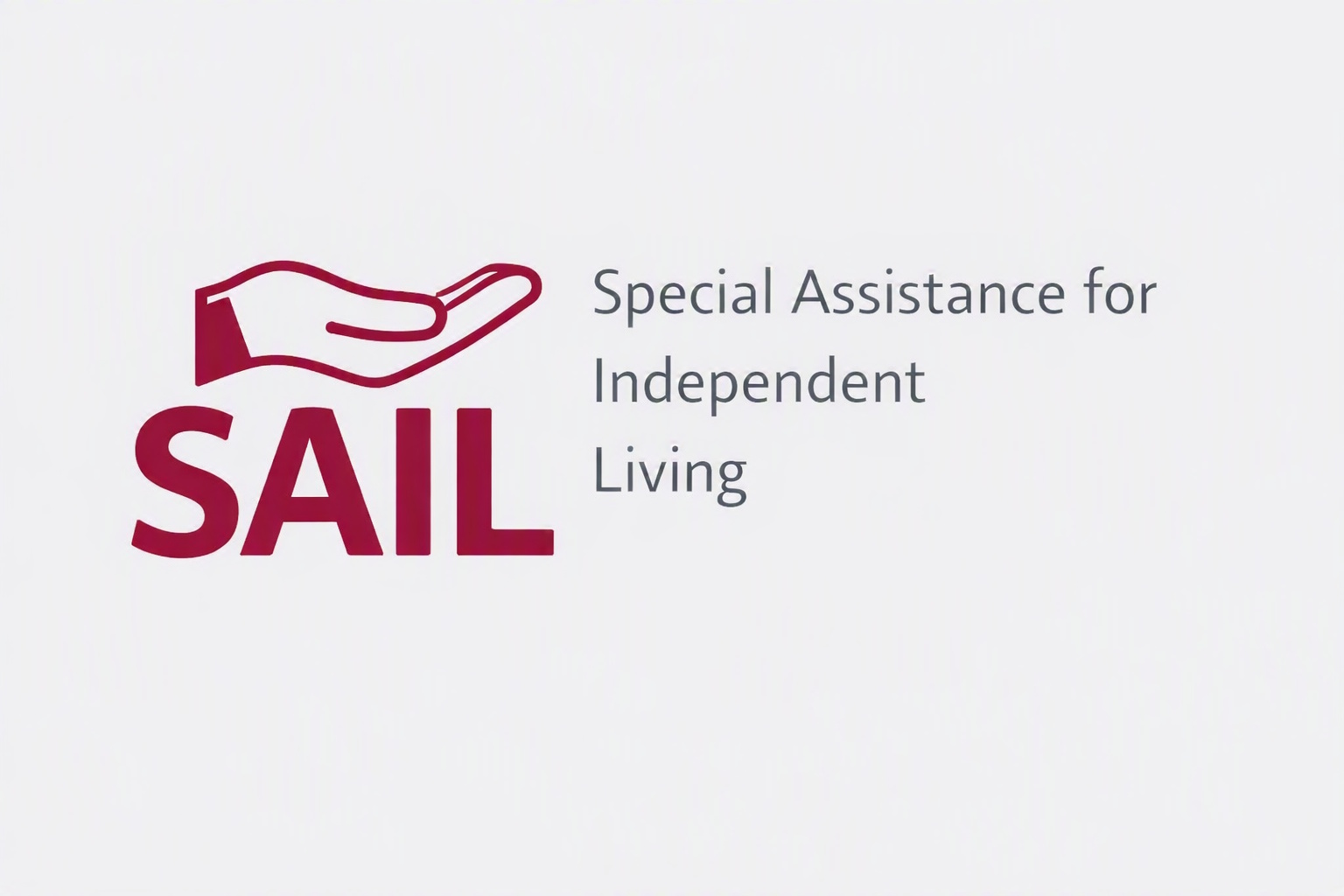 The image has a maroon background with bold white text. On the left, the acronym 'SAIL'...