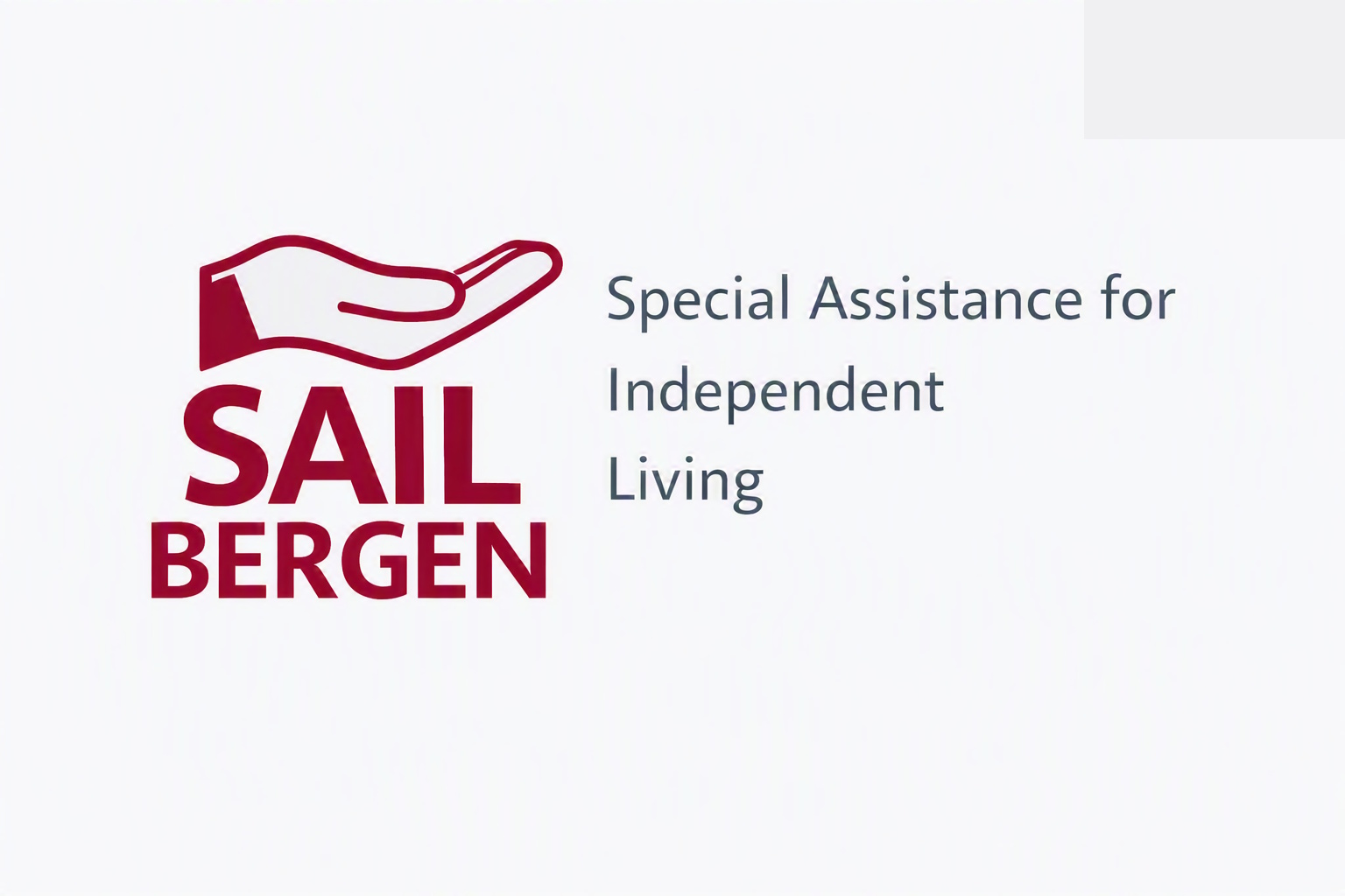 The image has a maroon background with bold white text. On the left, the acronym 'BERGEN SAIL'...